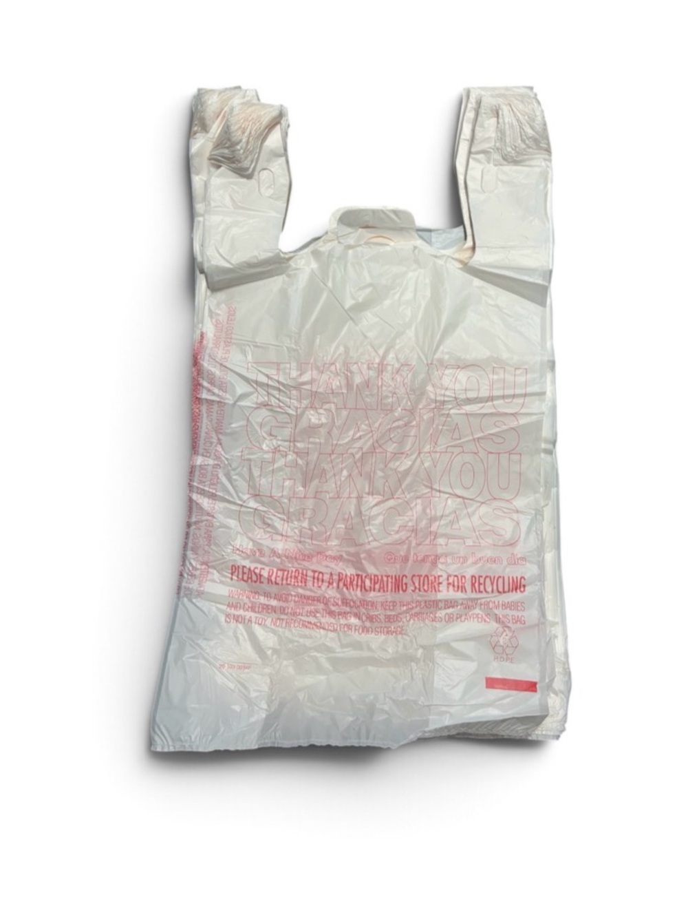 50 White Thank You Print Shopping Bags